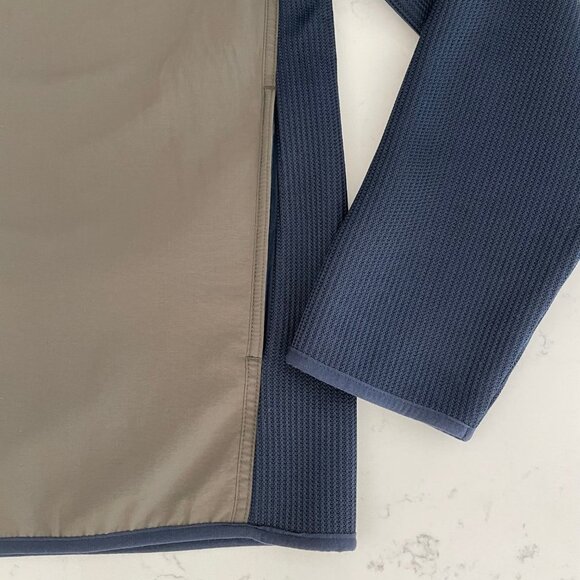 Perry Ellis Full Zip Two Color Fabric Design Jacket Olive Green + Navy Sz M - Picture 6 of 15